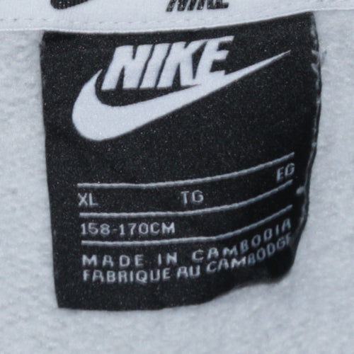 Nike Boys Grey Full Zip Logo Hoodie XL Colourblock Fleece Sweatshirt
