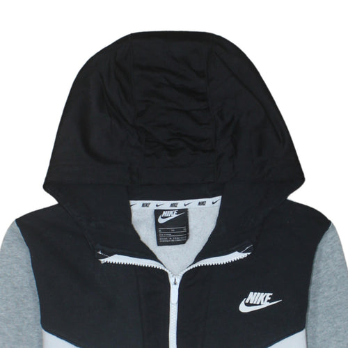 Nike Boys Grey Full Zip Logo Hoodie XL Colourblock Fleece Sweatshirt