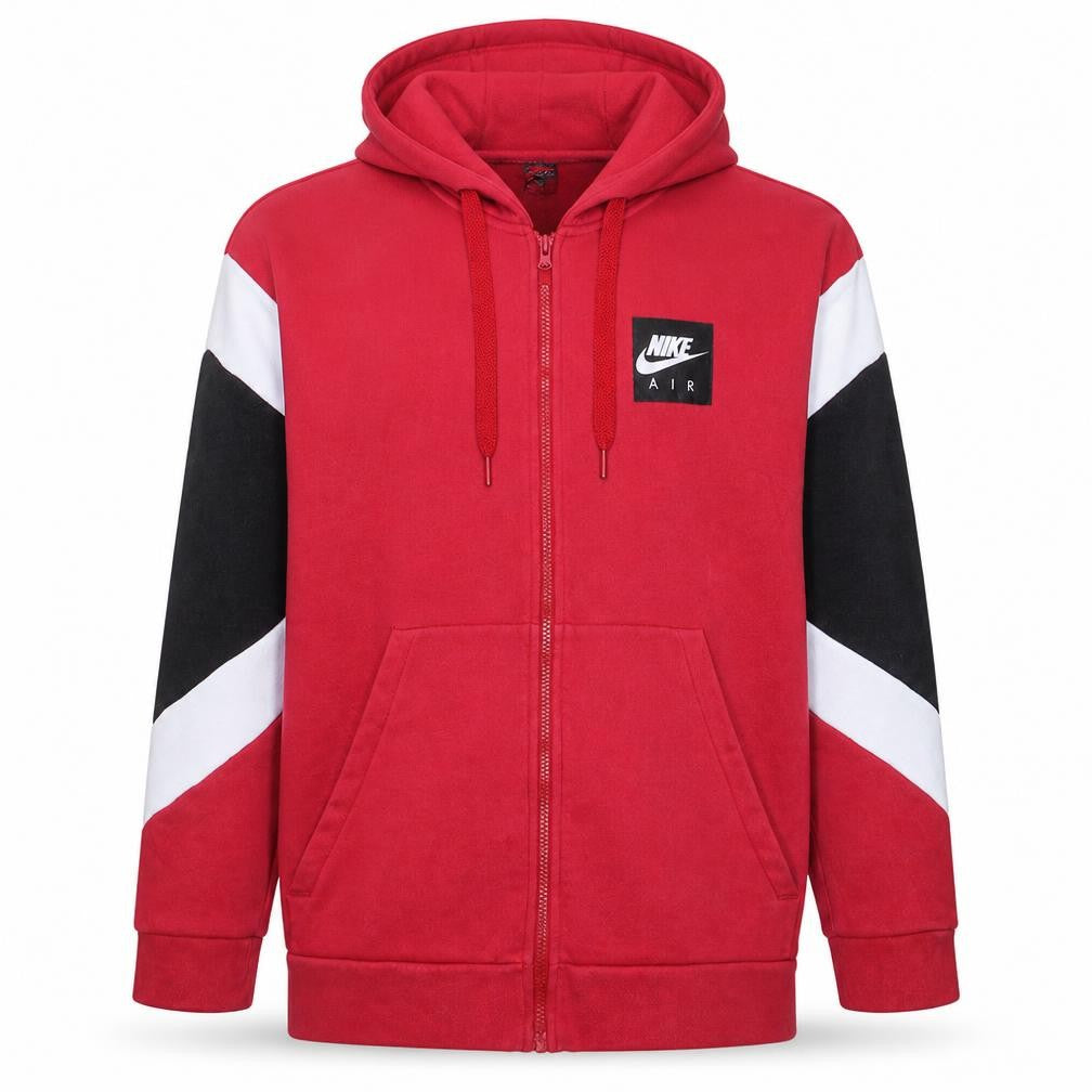 Nike Air Men's Red Full Zip Hoodie Size L Sports Fleece Sweatshirt