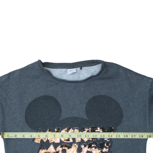 Next Disney Girls Grey Sequin Mickey Mouse Pullover Sweatshirt 15 Years