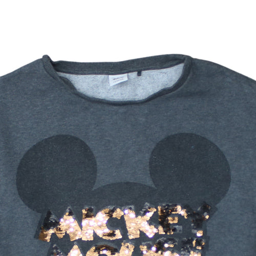 Next Disney Girls Grey Sequin Mickey Mouse Pullover Sweatshirt 15 Years