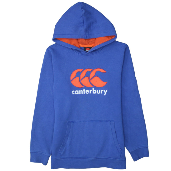 Canterbury Boys Blue Pullover Hoodie Age 14 Years Cotton Blend Logo Rugby Top