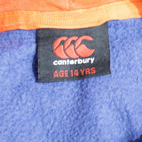 Canterbury Boys Blue Pullover Hoodie Age 14 Years Cotton Blend Logo Rugby Top