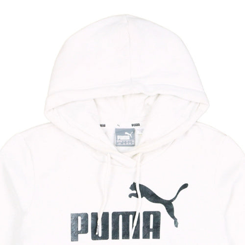 Puma Womens White Hoodie Size 10 Pullover Logo Design