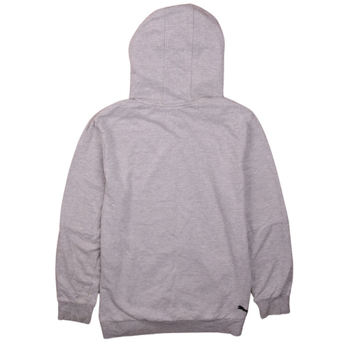 Puma Teens Grey Pullover Hoodie L Graphic Logo Cotton Blend