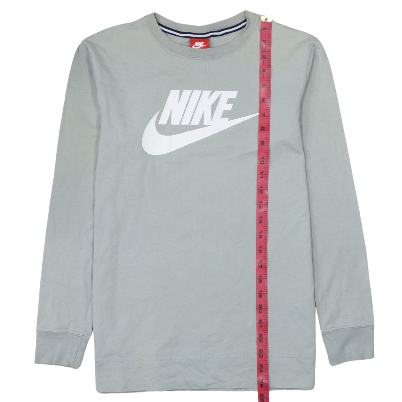 Nike Men's Grey Long Sleeve Graphic Logo Top XS