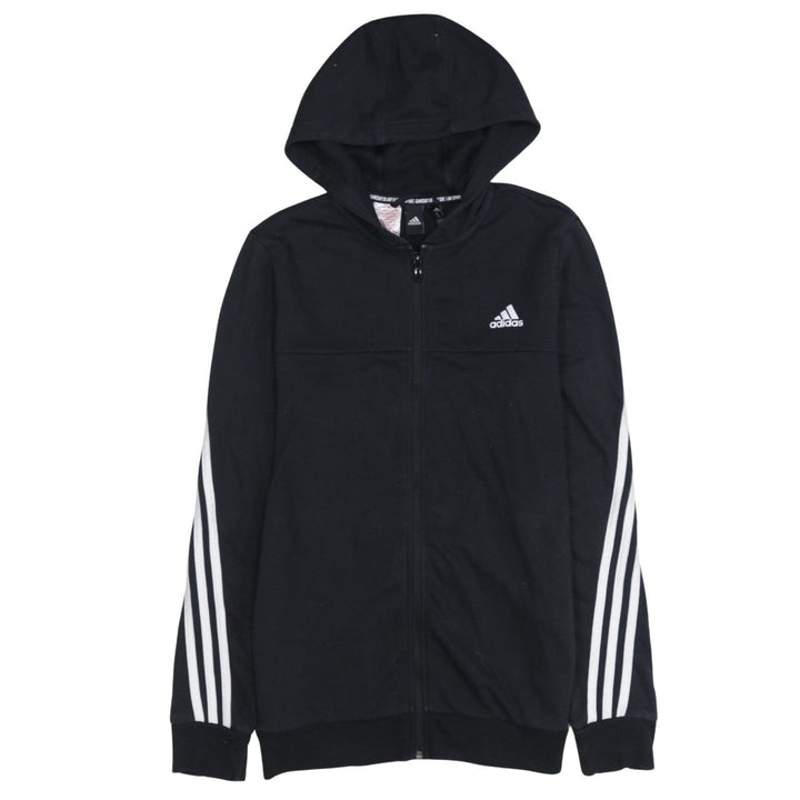 Adidas Boys Black Full Zip Hoodie 15-16 Years Regular Fit Sportswear