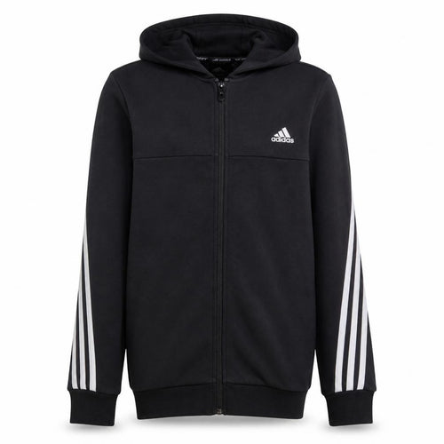 Adidas Boys Black Full Zip Hoodie 15-16 Years Regular Fit Sportswear