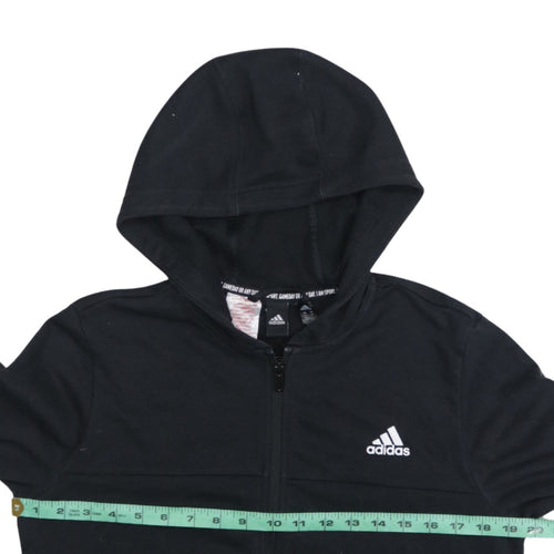 Adidas Boys Black Full Zip Hoodie 15-16 Years Regular Fit Sportswear