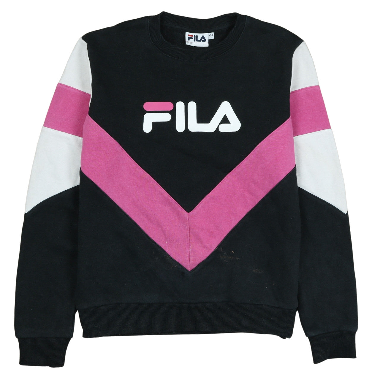 Fila Womens Black Pink Colourblock Logo Sweatshirt XS