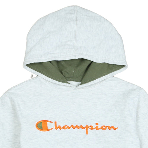 Champion Womens Grey Pullover Hoodie Large Embroidered Logo Sweatshirt