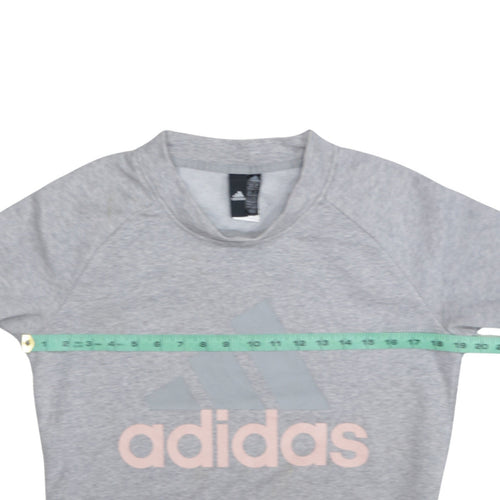 Adidas Womens Grey Pullover Sweatshirt Size M Logo Crew Neck
