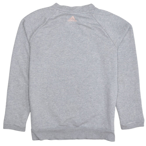 Adidas Womens Grey Pullover Sweatshirt Size M Logo Crew Neck