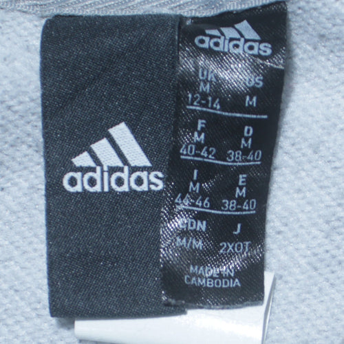 Adidas Womens Grey Pullover Sweatshirt Size M Logo Crew Neck