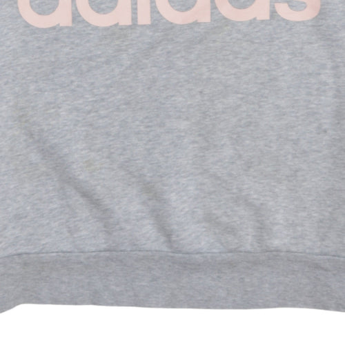 Adidas Womens Grey Pullover Sweatshirt Size M Logo Crew Neck