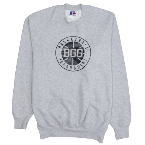 Russell Mens Grey Basketball Tournament Graphic Sweatshirt L