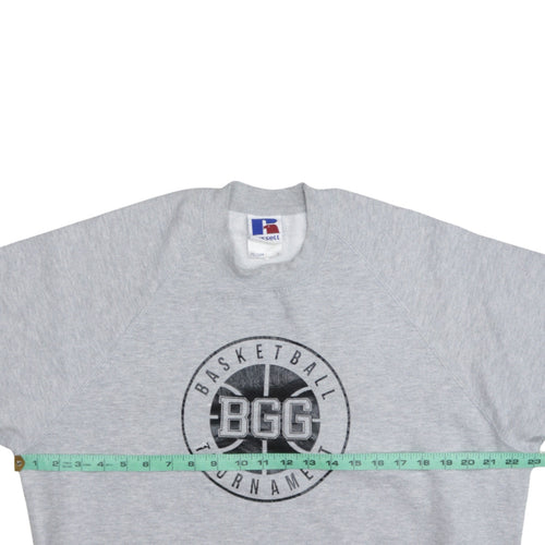 Russell Mens Grey Basketball Tournament Graphic Sweatshirt L