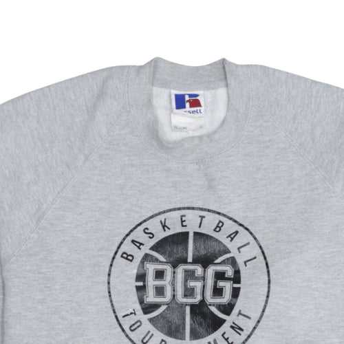 Russell Mens Grey Basketball Tournament Graphic Sweatshirt L