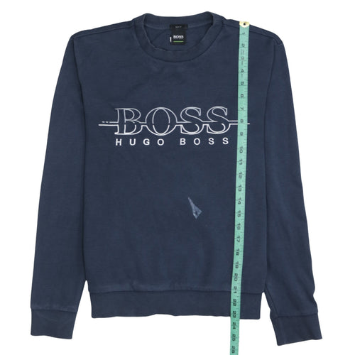 Hugo Boss Mens Blue Slim Fit Logo Sweatshirt Size S