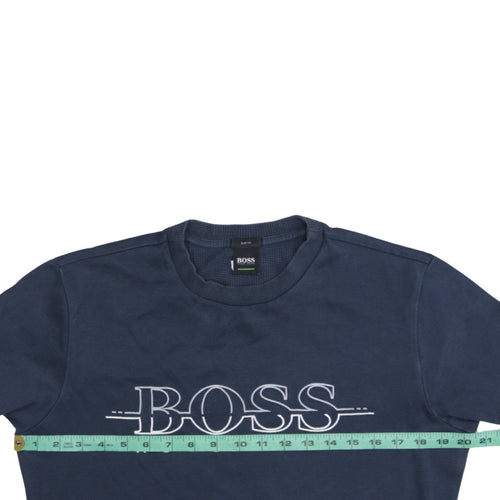 Hugo Boss Mens Blue Slim Fit Logo Sweatshirt Size S