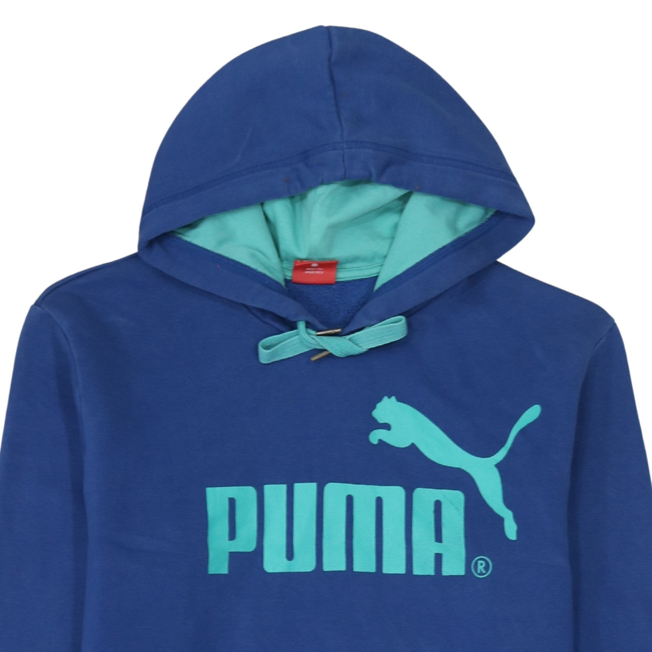 Puma Mens Blue Pullover Hoodie L Logo Sports Fleece Sweatshirt