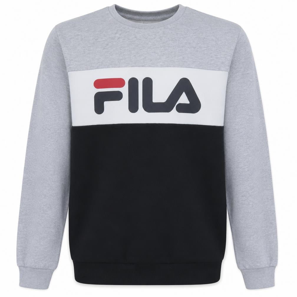 Front view of Fila boys’ grey colourblock crew neck sweatshirt 15-16 years