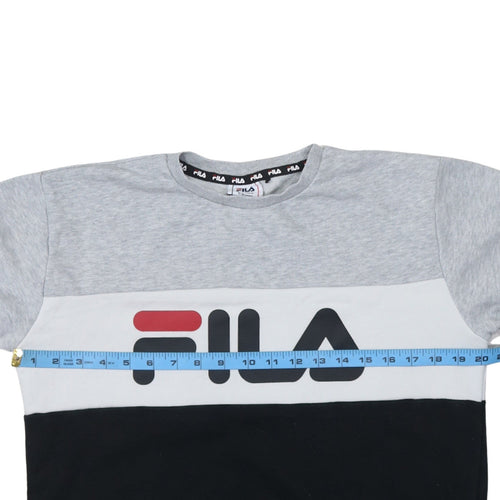 Fila Boys Grey Colourblock Crew Neck Sweatshirt 15-16 Years