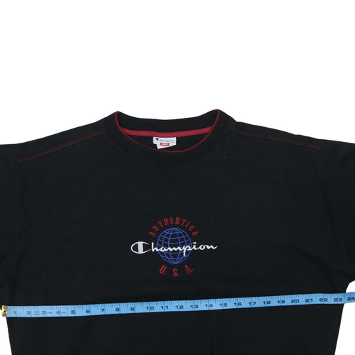 Champion Men's Black Large Pullover Sweatshirt USA Embroidered Vintage