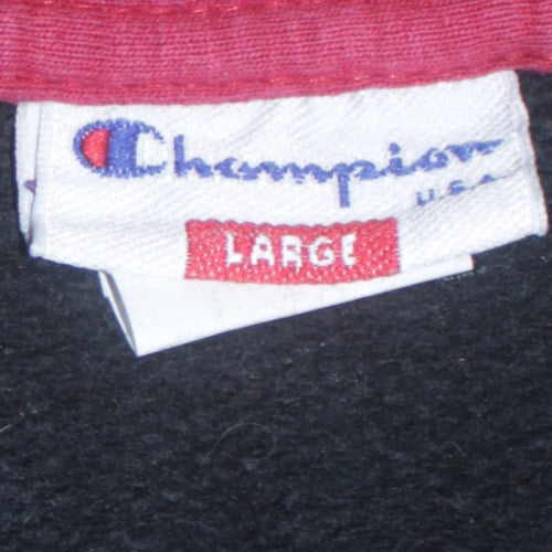 Champion Men's Black Large Pullover Sweatshirt USA Embroidered Vintage