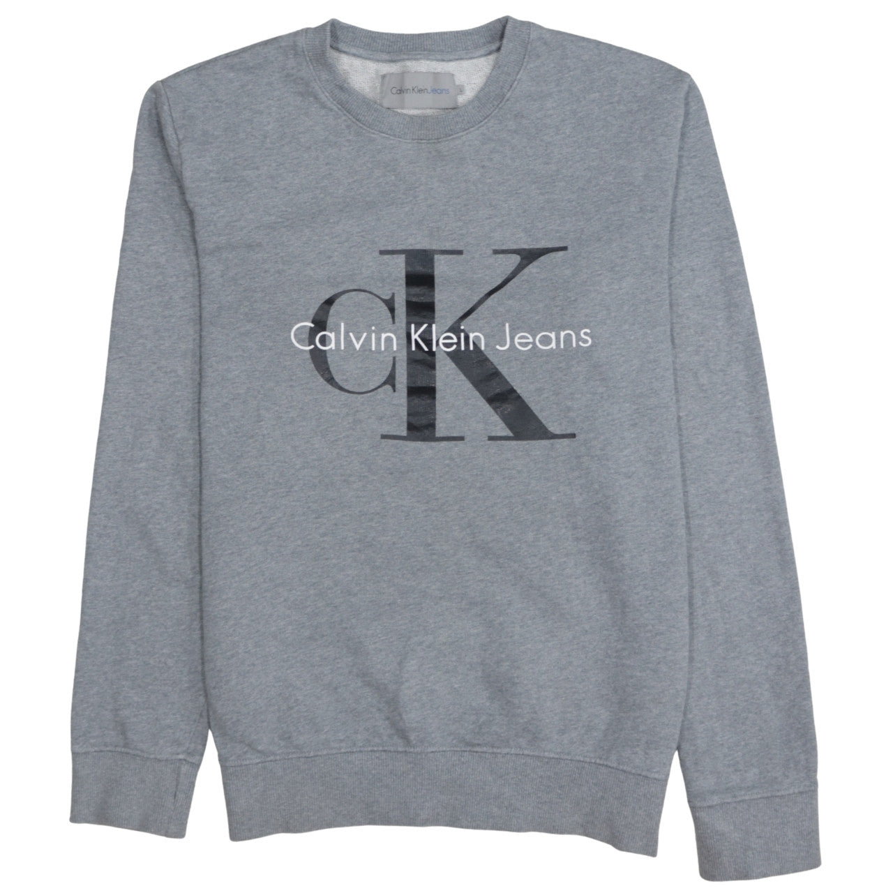 Calvin Klein Jeans Men's Grey Logo Crew Neck Sweatshirt Size L