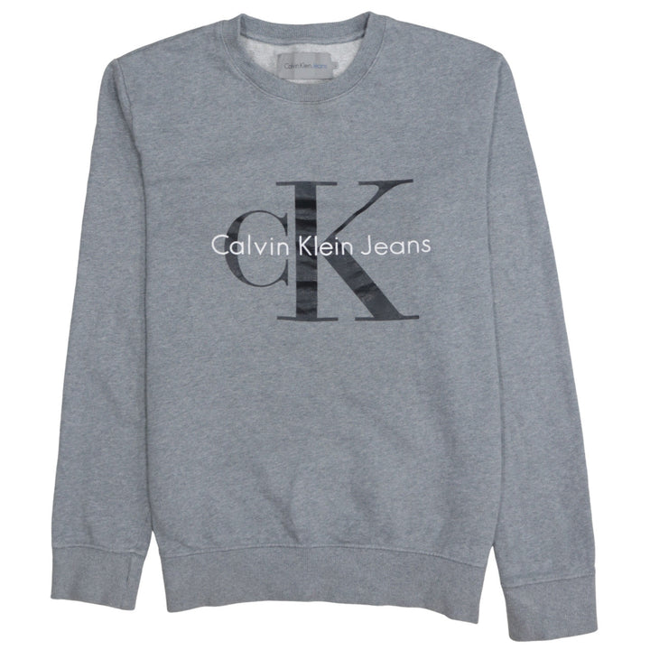 Calvin Klein Jeans Men's Grey Logo Crew Neck Sweatshirt Size L