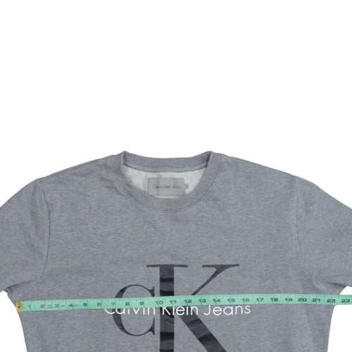 Calvin Klein Jeans Men's Grey Logo Crew Neck Sweatshirt Size L