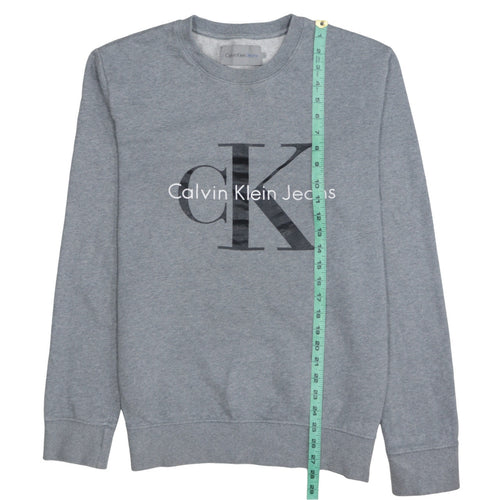 Calvin Klein Jeans Men's Grey Logo Crew Neck Sweatshirt Size L