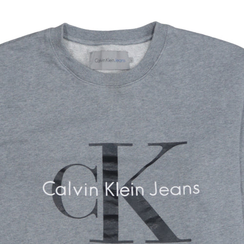 Calvin Klein Jeans Men's Grey Logo Crew Neck Sweatshirt Size L