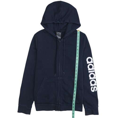 Adidas Womens Navy Blue Full Zip Hoodie Size M 12-14