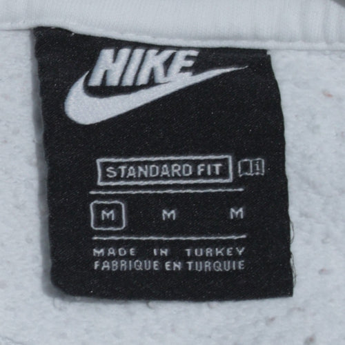 Nike Men's White Pullover Hoodie M Classic Fit Logo Fleece