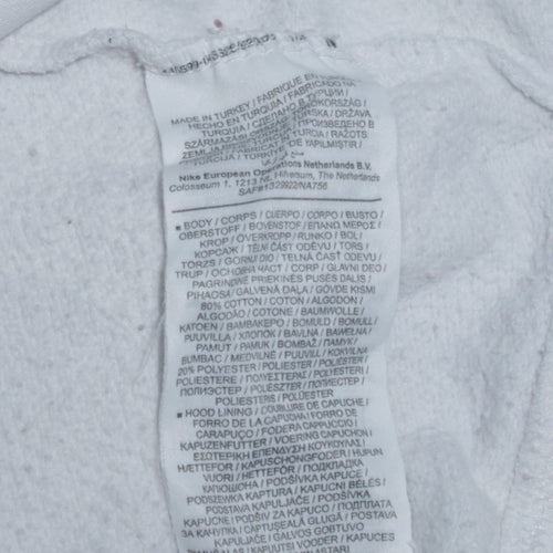 Nike Men's White Pullover Hoodie M Classic Fit Logo Fleece