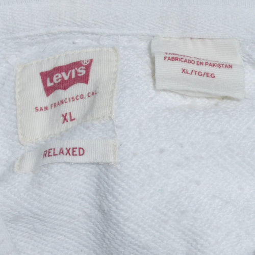 Levi’s Men’s White Pullover Relaxed Hoodie XL Fleece Logo Casual