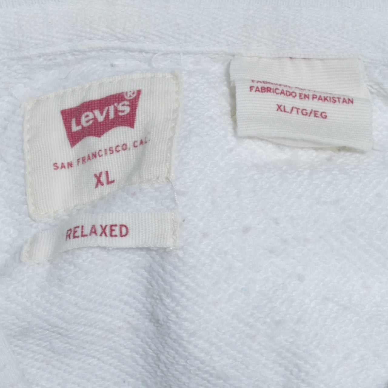 Levi’s Men’s White Pullover Relaxed Hoodie XL Fleece Logo Casual