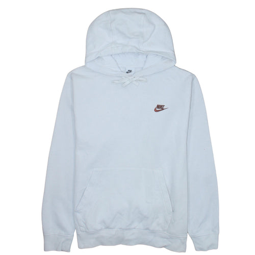 Nike Men White Pullover Hoodie M Fleece Regular Fit Logo Sportswear
