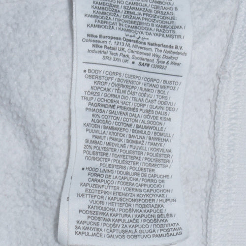 Nike Men White Pullover Hoodie M Fleece Regular Fit Logo Sportswear