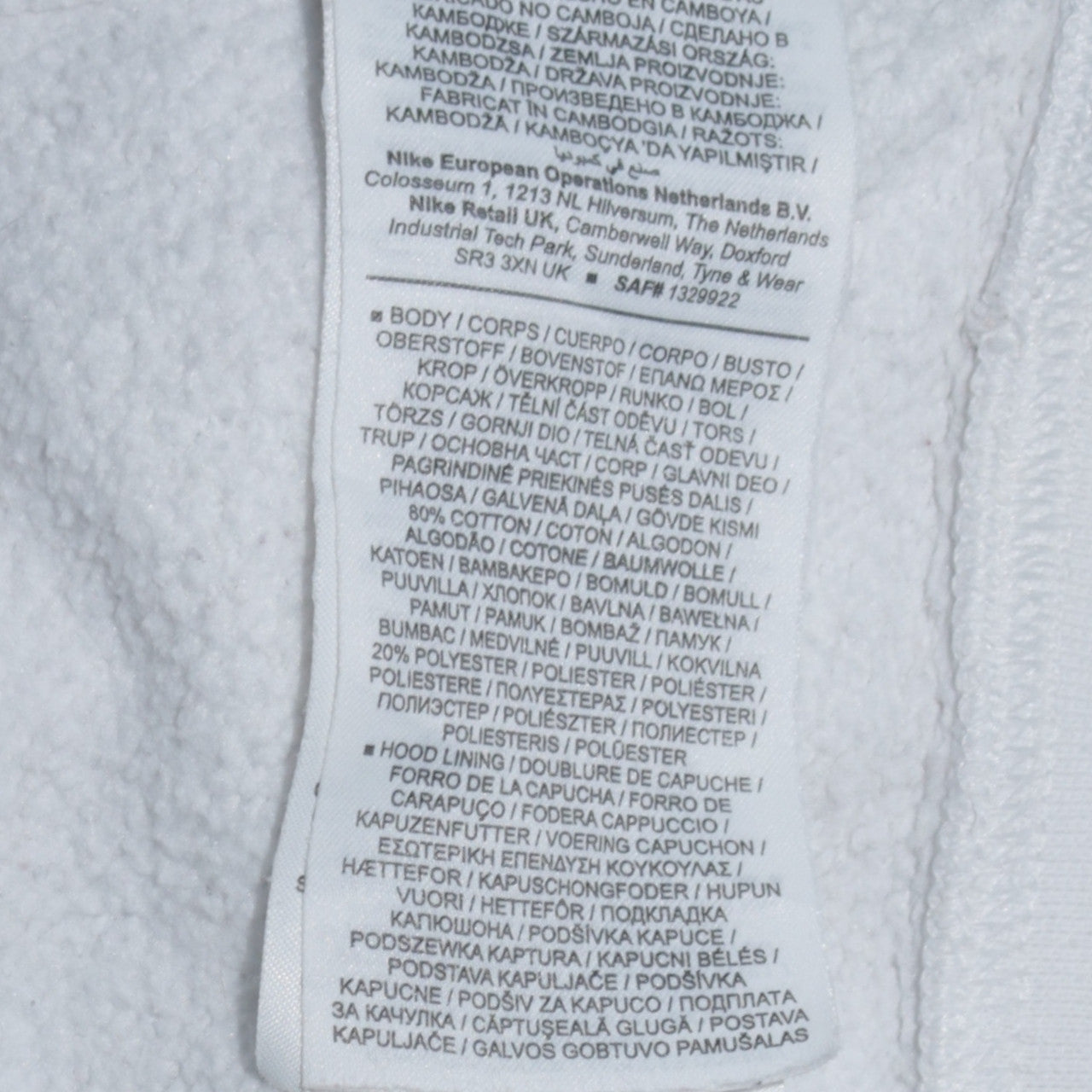 Nike Men White Pullover Hoodie M Fleece Regular Fit Logo Sportswear