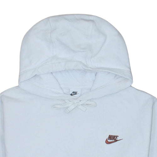 Nike Men White Pullover Hoodie M Fleece Regular Fit Logo Sportswear