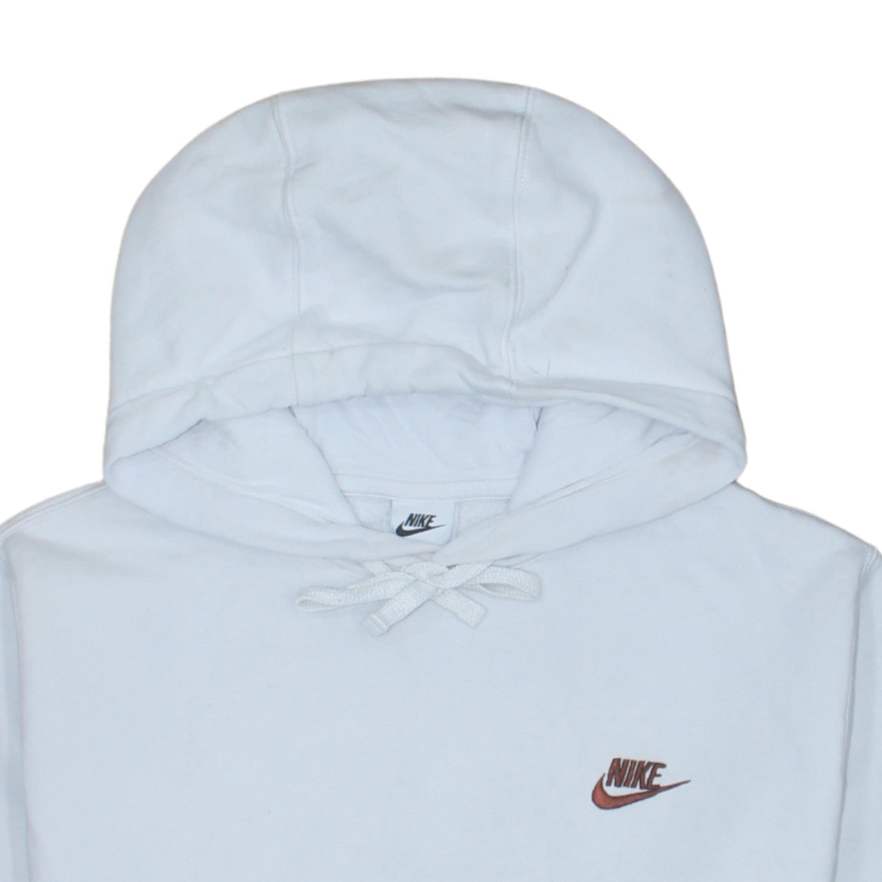 Nike Men White Pullover Hoodie M Fleece Regular Fit Logo Sportswear