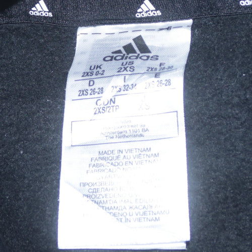 Adidas Womens Black 2XS Pullover Logo Hoodie Sweatshirt