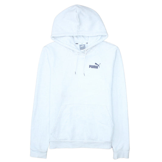 Puma Womens White Pullover Hoodie Medium Logo Print Cotton Blend