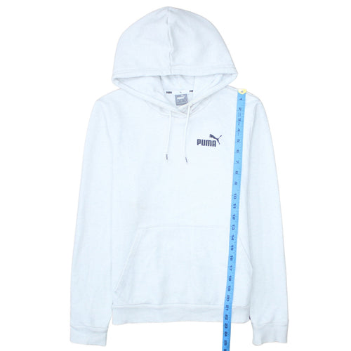 Puma Womens White Pullover Hoodie Medium Logo Print Cotton Blend