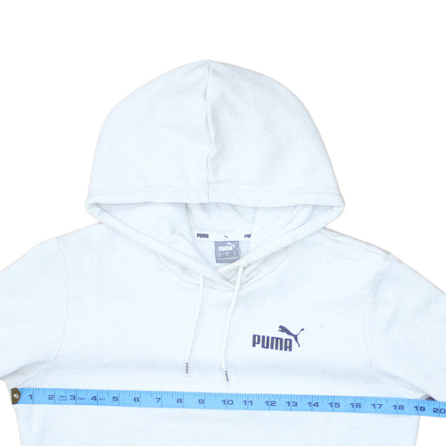 Puma Womens White Pullover Hoodie Medium Logo Print Cotton Blend