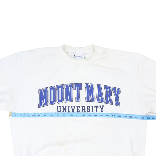 Champion Men’s White Mount Mary University Pullover Sweatshirt Medium