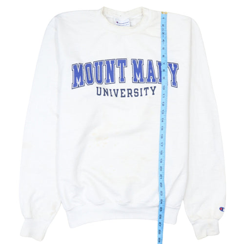 Champion Men’s White Mount Mary University Pullover Sweatshirt Medium
